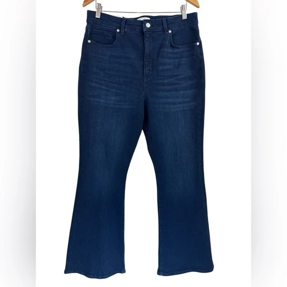 LOFT Curvy High Rise Slim Flare Jeans in Dark Wash Size 32/14 NWT - Picture 4 of 16